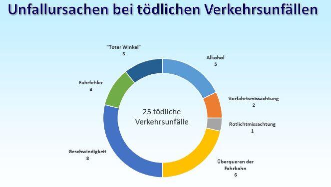So verteilen sich die Ursachen für tödliche Unfälle im Verkehr. So verteilen sich die Ursachen für tödliche Unfälle im Verkehr.
