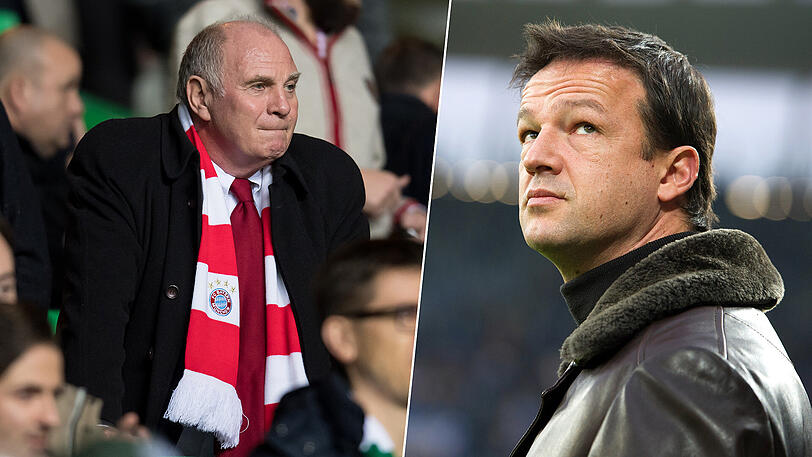 FCB-Präsident Uli Hoeneß (l.) reagierte am Samstag auf die Aussagen von Frankfurts Sportchef Fredi Bobic.
