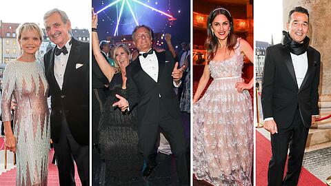 Essen und tanzen in der Staatsoper: Die VIPs beim Bühnen-Dinner...
