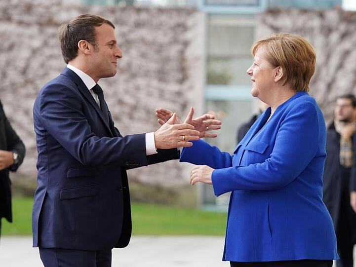 Bundeskanzlerin Angela Merkel empfängt Emmanuel Macron, Präsident von Frankreich, zur Libyen-Konferenz.