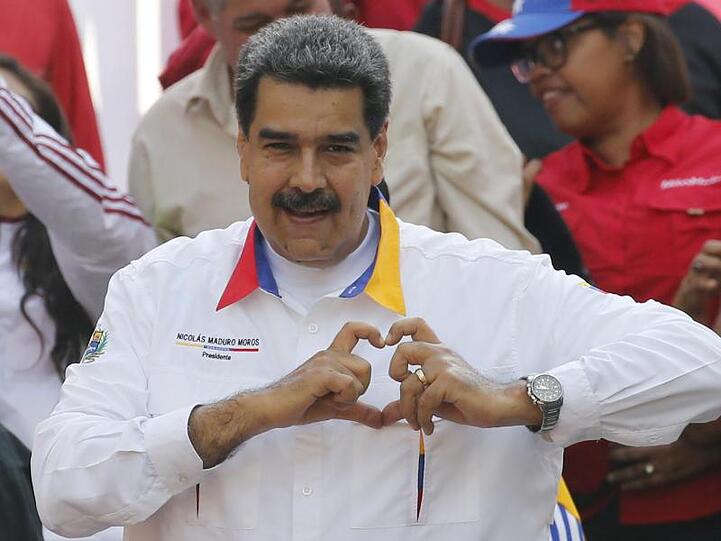 Nicolas Maduro, Präsident von Venezuela, während einer Kundgebung zum Jahrestag seiner Wiederwahl.