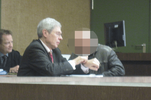 Sitzt wegen Bildung einer kriminellen Vereinigung auf der Anklagebank: Stefan W. (r.) mit Anwalt und Übersetzer.