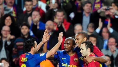 Solchen Jubel wollen die Bayern am Mittwoch verhindern: Die Barca-Stars Xavi, Eto'o, Henry und Iniesta (v.l.) Solchen Jubel wollen die Bayern am Mittwoch verhindern: Die Barca-Stars Xavi, Eto'o, Henry und Iniesta (v.l.)