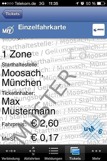 Sie haben eine Einzelfahrt gekauft &ndash; und sehen daraufhin das auf ihrem Display.