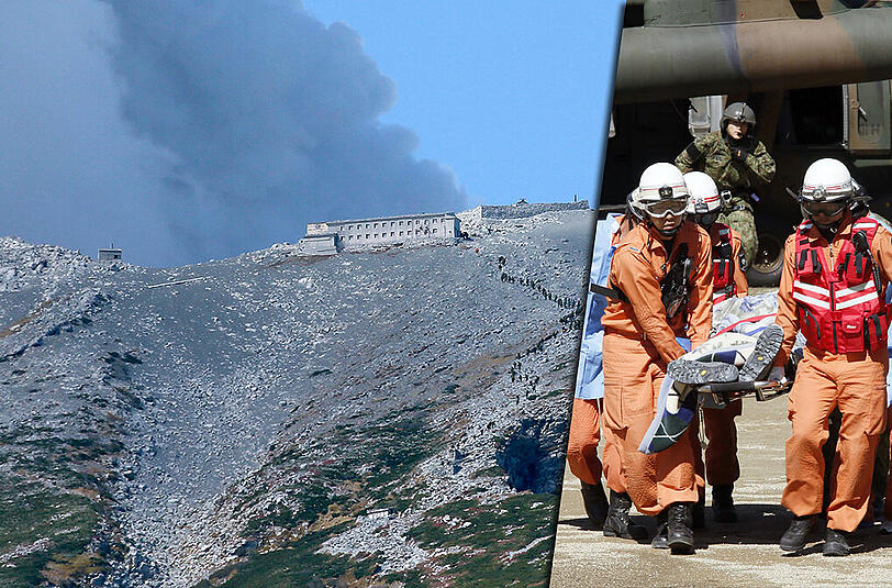 Die Rettungsmaßnahmen werden durch die massive Aschewolke stark behindert. Noch immer warten eingeschlossene Bergsteiger auf Hilfe.