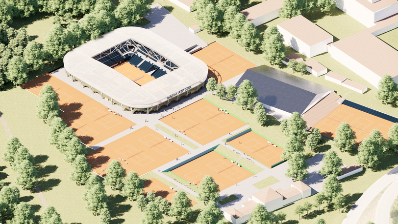 So soll das neue Tennisstadion am Rand des Englischen Gartens einmal aussehen. Auf der Fläche befinden
sich heute Tennisplätze eines Studentenclubs.