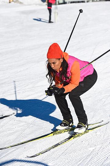 Barbara Becker beim Skifahren