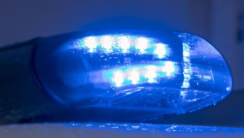 Ein Blaulicht leuchtet auf dem Dach eines Polizeiwagens.
