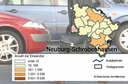 NEUBURG-SCHROBENHAUSEN: Einpendlerinnen 1265 Auspendler/innen 204 zusammen 1469