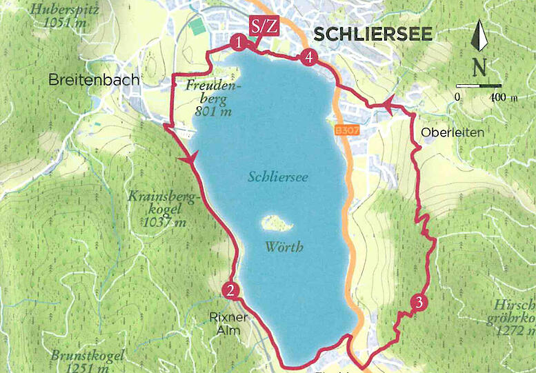 Die Tour geht einmal um den See.