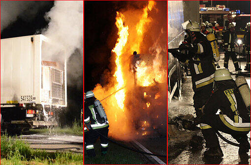 Als die Feuerwehr ankam um den Brand zu löschen, stand das Fahrzeug bereits vollständig in Flammen. Die Bilder von der Löschaktion.