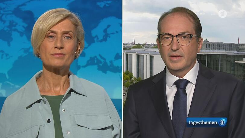 Bundesinnenminister Alexander Dobrindt stellte sich in den ARD-"Tagesthemen" den Fragen von Susanne Stichler. Bundesinnenminister Alexander Dobrindt stellte sich in den ARD-"Tagesthemen" den Fragen von Susanne Stichler.