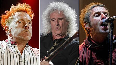 John Lydon, Bryan May und Liam Gallagher (v.l.n.r.).