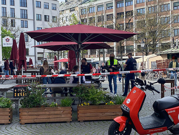 Der Bereich rund um den Viktualienmarkt ist großräumig abgesperrt. Der Bereich rund um den Viktualienmarkt ist großräumig abgesperrt.