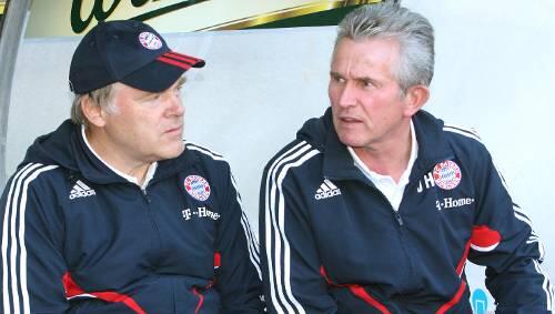 Das Fünf-Wochen-Trainergespann: Jupp Heynckes, der am 28. April auf Jürgen Klinsmann folgte, mit seinem Assistenten Hermann Gerland (l.). Das Fünf-Wochen-Trainergespann: Jupp Heynckes, der am 28. April auf Jürgen Klinsmann folgte, mit seinem Assistenten Hermann Gerland (l.).