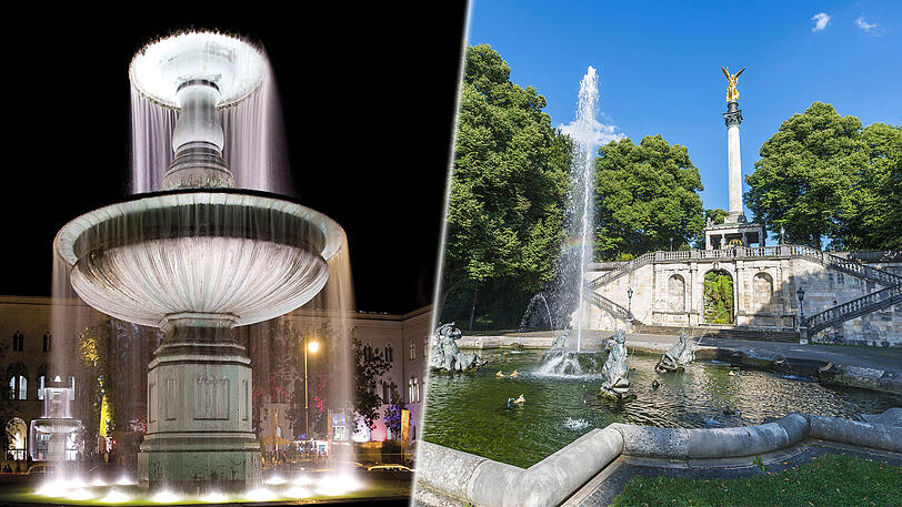 Nur zwei der zahlreichen Brunnen Münchens.