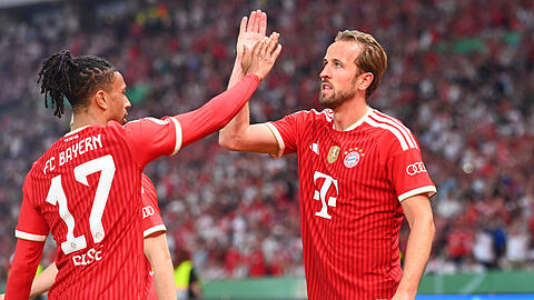 &Uuml;berragendes Offensivduo beim FC Bayern: Michael Olise (l.) und Harry Kane.