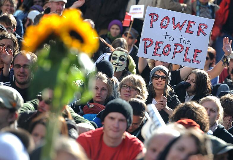 Friedlich verliefen die Proteste in Deutschland wie hier in Frankfurt am Main...