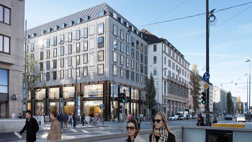 Konsumparadies statt Bettenburg: So stellt sich der Investor das neue Büro- und Geschäftshaus an der Bayerstraße 25 vor.