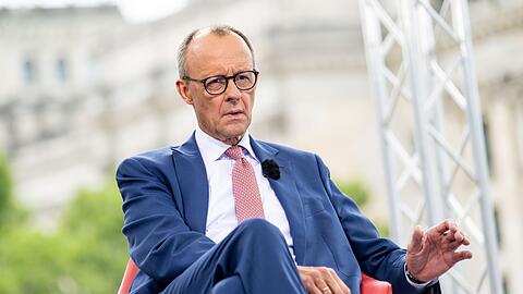 Friedrich Merz (CDU), Parteichef, nimmt an der Aufzeichnung des ARD-Sommerinterview teil.