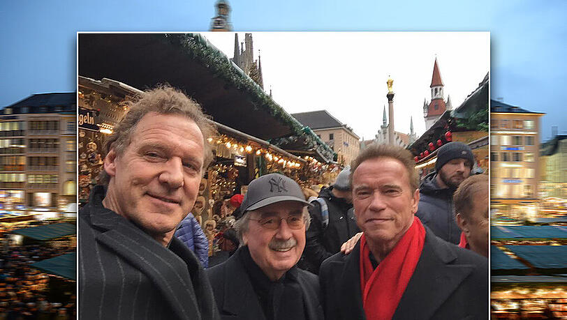 Bummel über den Christkindlmarkt (v. l.): Ralf Moeller, Albert Busek und Arnold Schwarzenegger. Bummel über den Christkindlmarkt (v. l.): Ralf Moeller, Albert Busek und Arnold Schwarzenegger.