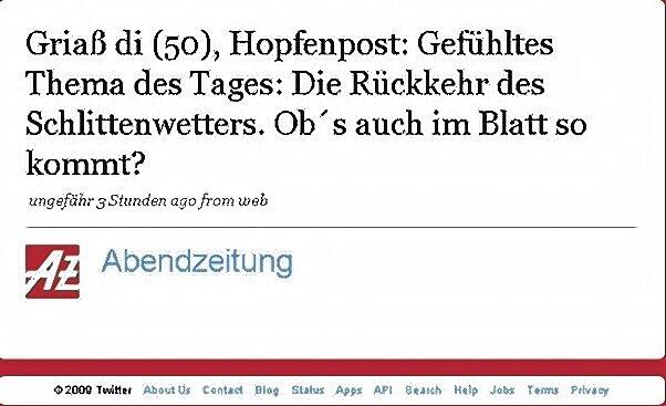 Der tägliche Einstieg in den Twitter-Tag: Gestern begrüßte die AZ- Redaktion zum 50. Mal ihre schon über 1100 Follower.