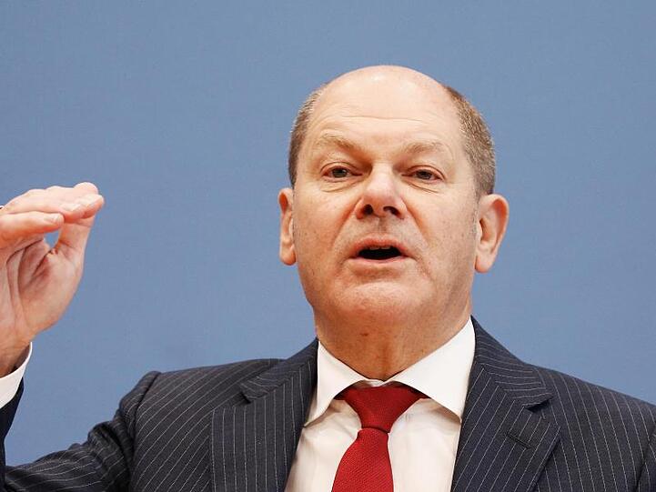 Bundesfinanzminister Olaf Scholz (SPD) bei einer Pressekonferenz.
