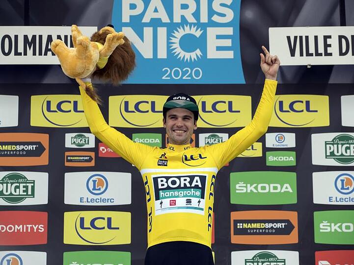 Geschafft: Maximilian Schachmann feierte bei Paris-Nizza einen Start-Ziel-Sieg.