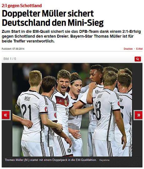 "Doppelter Müller sichert Deutschland den Mini-Sieg", blick.ch
