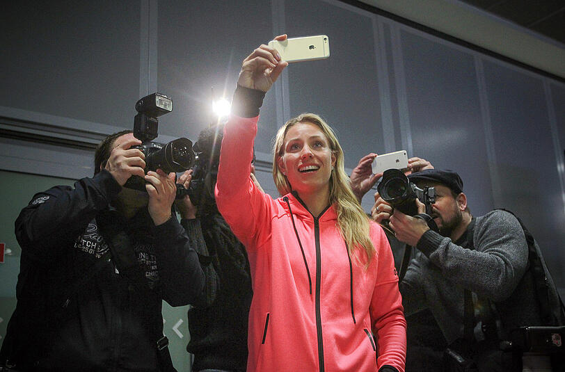 Grand-Slam-Siegerin Angelique Kerber ist wieder in Deutschland. Die Bilder ihrer Ankunft in Frankfurt/Main.