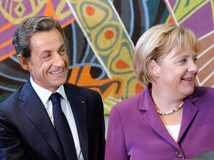Nicolas Sarkozy und Angela Merkel im Hauptquartier der UN in New York.