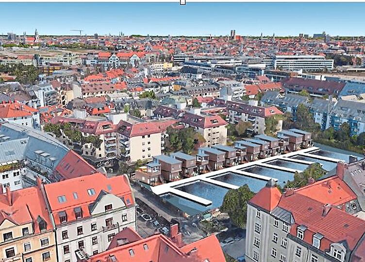 Ein Badesee mitten in Sendling mit schwimmenden Häusern, das schlagen Aktivisten vor.