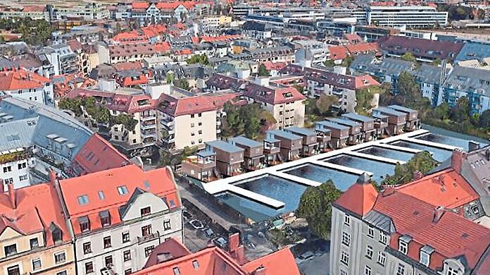 Ein Badesee mitten in Sendling mit schwimmenden Häusern, das schlagen Aktivisten vor.