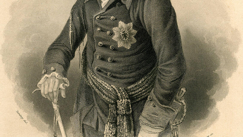 Friedrich der Große, König von Preußen, Stahlstich um 1840. Für seine Armee lieferte Paul Benedikt Wolff das Tuch – dafür erhielt er den Adelstitel. Friedrich der Große, König von Preußen, Stahlstich um 1840. Für seine Armee lieferte Paul Benedikt Wolff das Tuch – dafür erhielt er den Adelstitel.