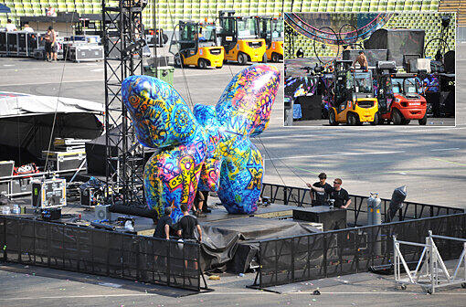 Coldplay spielen am Mittwoch im Olympiastadion. Die Vorbereitung für diesen außergewöhnlichen Abend sind im vollen Gange. Die Bilder vom Aufbau