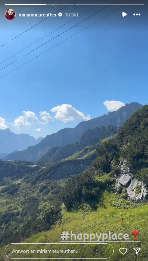 Miriam Neureuther zeigt sich in ihrem "Happy Place" auf den Bergen. Miriam Neureuther zeigt sich in ihrem "Happy Place" auf den Bergen.