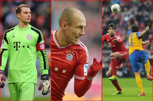 Klare Angelegenheit: Der FC Bayern München setzt sich gegen Aufsteiger Eintracht Braunschweig locker durch. Die Leistung der Bayern-Spieler zum Durchklicken.