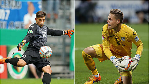 Kämpfen wieder einmal um den Platz zwischen den Pfosten: die beiden 1860-Keeper Stefan Ortega und Vitus Eicher. Kämpfen wieder einmal um den Platz zwischen den Pfosten: die beiden 1860-Keeper Stefan Ortega und Vitus Eicher.