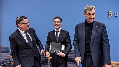 Sie nennen sich "Drei-L&ouml;wen-Allianz": Boris Rhein, Manuel Hagel und Markus S&ouml;der.