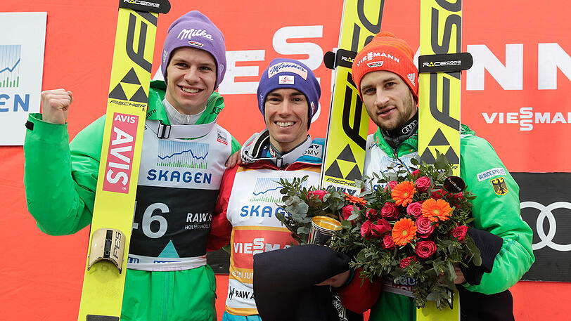 Markus Eisenbichler und Andreas Wellinger werden nur von Stefan Kraft geschlagen.