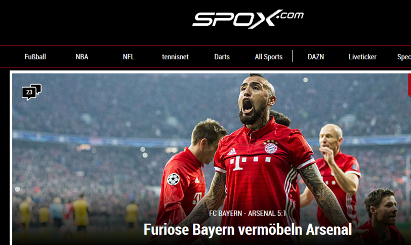 "Spox.com" schreibt von furiosen und vermöbelnden Bayern.