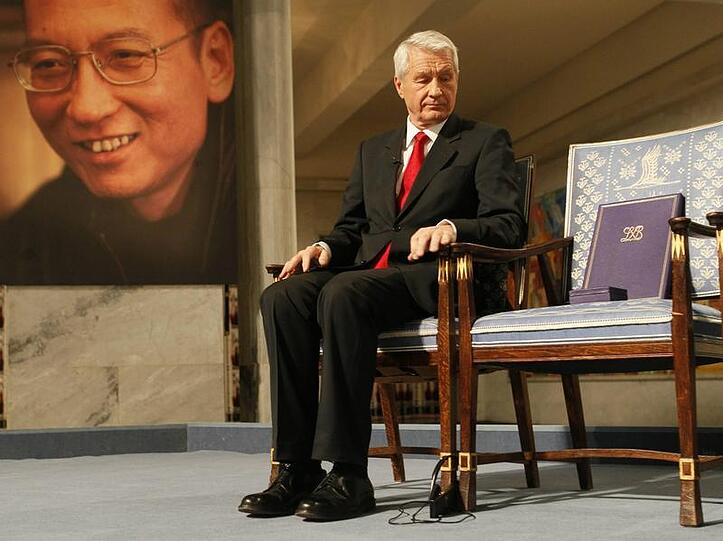 Der Stuhl des Friedensnobelpreisträgers Liu Xiaobo blieb leer.