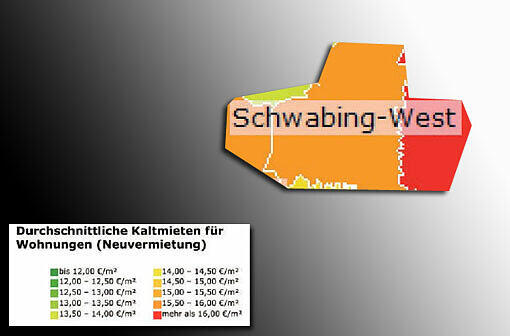 Mietspiegel 2013: Durchschnittliche Kaltmieten für Wohnungen in München (Neuvermietung)