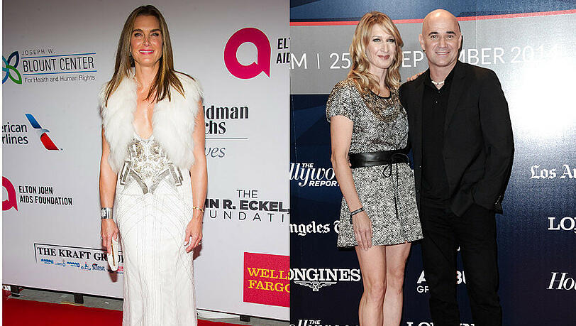 Seit 2001 ist Andre Agassi mit Steffi Graf verheiratet, die Ehe mit Brooke Shields (r.) wurde 1999 geschieden Seit 2001 ist Andre Agassi mit Steffi Graf verheiratet, die Ehe mit Brooke Shields (r.) wurde 1999 geschieden
