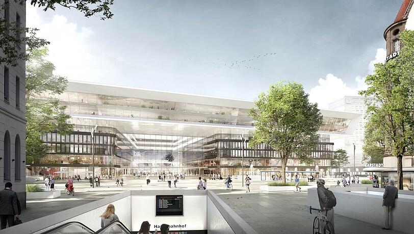 So stellt sich die Deutsche Bahn den Hauptbahnhof, von der Schützenstraße aus, vor. Nicht eingezeichnet sind Rampen oder Aufzüge für die Rad-Tiefgarage.