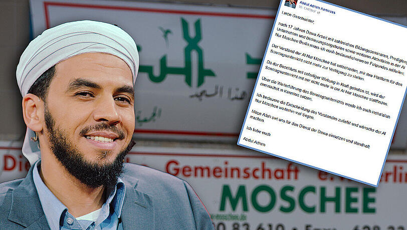 Da dürfted Abdul Ahim Kamouss das Lächeln vergangen sein. Er darf nicht mehr in der Al-Nur Moschee predigen. Da dürfted Abdul Ahim Kamouss das Lächeln vergangen sein. Er darf nicht mehr in der Al-Nur Moschee predigen.