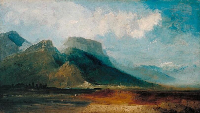 William Turner hat 1808 Grenoble mit dem Mont Blanc in der Ferne gemalt, vom Fluss Drac aus gesehen.