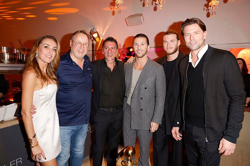 Melanie Fischer, Thomas Bühner, Ugo Crocamo, Riccardo Basile, Loris Karius und Roman Weidenfeller