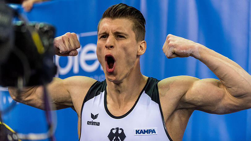 Bei der EM in Rumänien klar der beste deutsche Turner: Lukas Dauser, der Silber am Barren und Platz sieben im Mehrkampf holt.