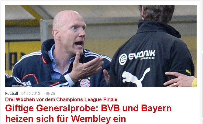 Der Focus spricht von einer "giftigen Generalprobe" und sieht, wie sich die Rivalen für Wembley einheizen.